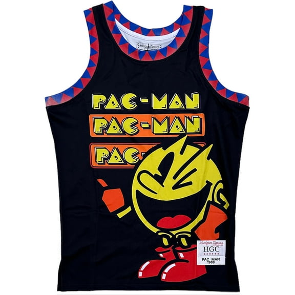 Pac-Man Video Game Men's Headgear Classics Premium Embroidered Basketball Jersey (Small, Black)