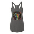 thumbnail image 2 of Wild Bobby The Power of Unity Colorful Fist Puff Print Fashion Tri-Blend Racerback Tank Top, Premium Heather, Small, 2 of 6