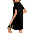 thumbnail image 5 of Women Christmas Nightgown Zip Front Short Sleeve Sleepwear Soft Fleece Loungewear House Dress Nightshirt, 5 of 7