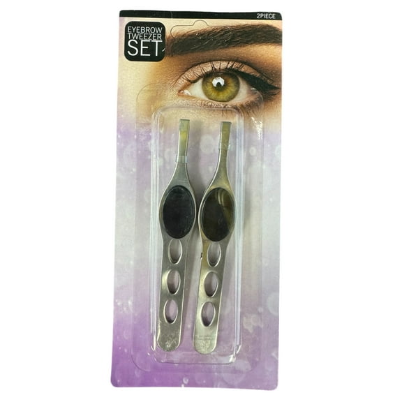 2-Pack Beauty Eyebrow Tweezers with Textured Grip for Precise Grooming and Easy Hair Removal, Black