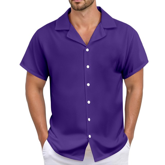 Men's Casual Linen Cuban Collar Button Shirt - Relaxed Fit, Breathable Fabric for Summer/Work - True to Size, Machine Washable