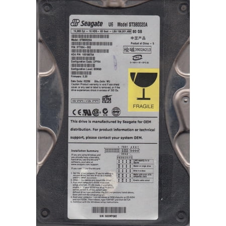 ST380020A, 5GC, WU, PN 9T7004-002, FW 3.39, Seagate 80GB IDE 3.5 Hard Drive