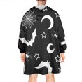 thumbnail image 2 of Wearable Oversized Blanket,Black Halloween Bat Spider Pattern Wearable Blanket Hoodie for Adults,Cozy Hooded Blankets with Super Pockets,Super Warm Fuzzy Pullover for Women & Men, 2 of 6