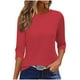 thumbnail image 5 of Talla grande Tops de tallas grandes,Camiseta estampada para mujer, blusa de manga 3/4, cuello redondo, informal, de imitación de tela, ideal para el hogar y el uso diario, sopatenor, 5 of 8