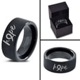 thumbnail image 4 of Tungsten Optomistic Hope Awareness Ribbon Band Ring 9mm Men Women Comfort Fit Black Flat Cut Brushed Polished, 4 of 4