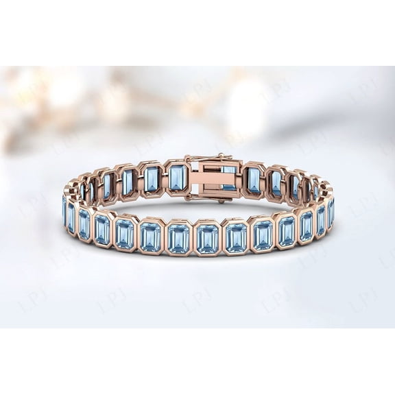 Aquamarine Bracelet For Women,Wedding,Silver Handmade,summer gift For Her,gold plated