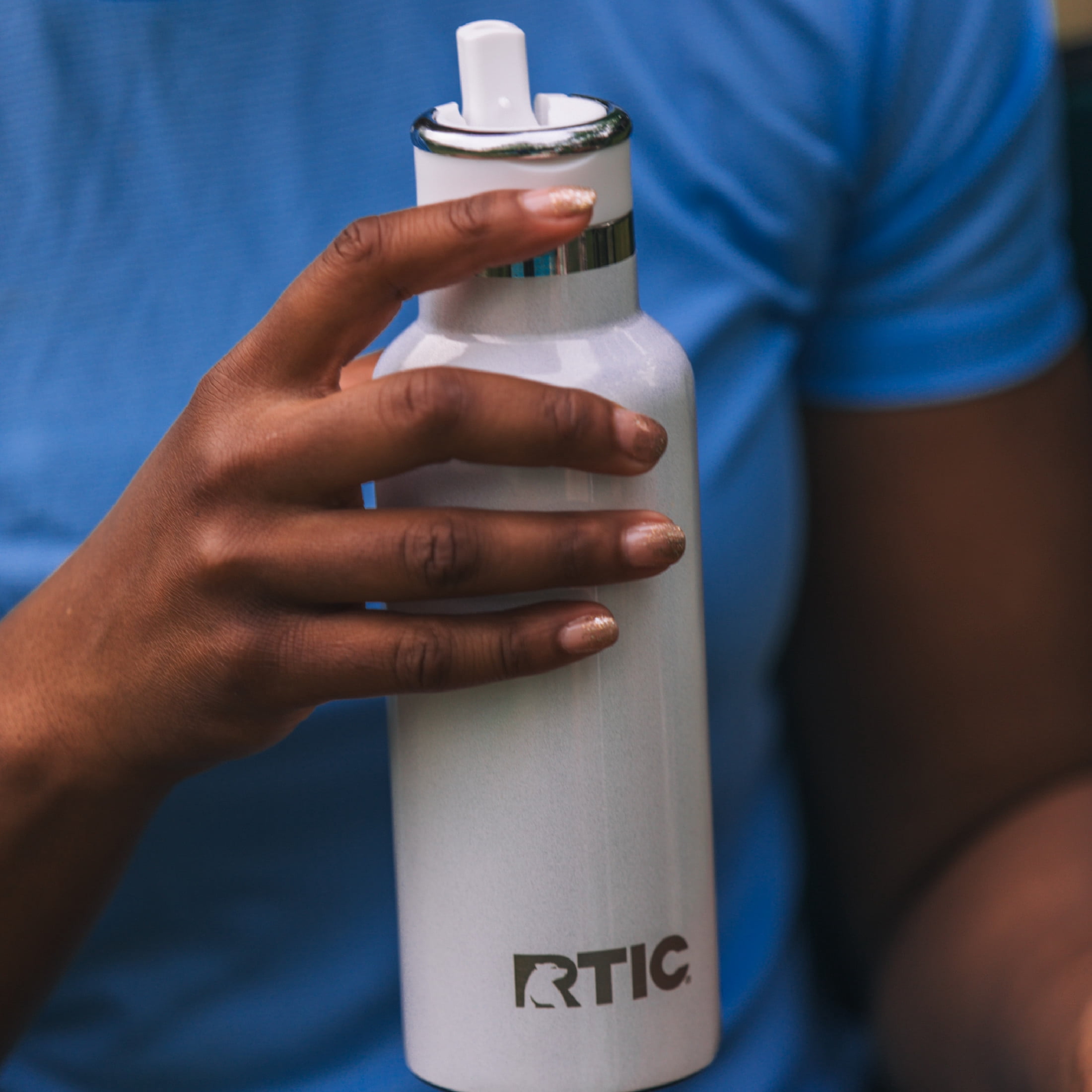 RTIC 20 oz Ceramic Lined Insulated Journey Water Bottle, Leak-Proof Lid, Cobalt Gingham