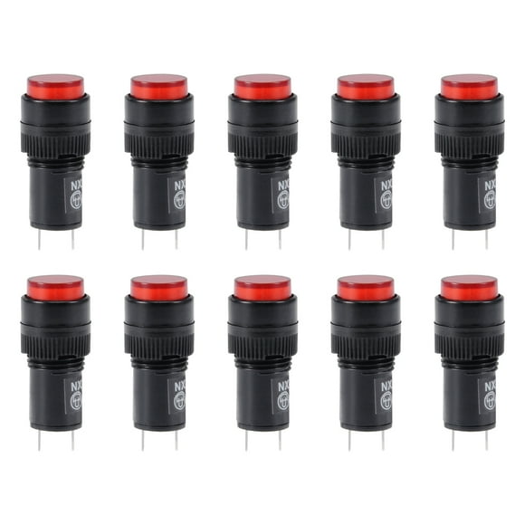 Unique Bargains Signal Lights DC 12V, NXD-212 Red Neon, Flush Panel Mount 15/32' 12mm, 10Pcs