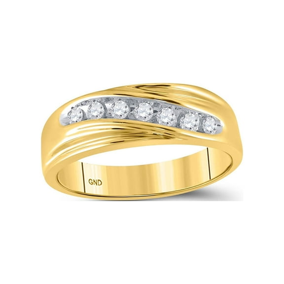 FB Jewels 14kt Yellow Gold Mens Round Diamond Wedding Band Ring 1/4 Cttw Size 8