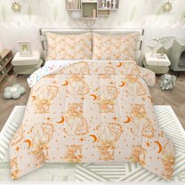 Castle Fairy Tiger Animal Full Size Comforter Sets 3-Piece for Boys Girls,Moon Stars Print Bedding Comforter Set,Abstract Jungle Wildlife Lightweight Bedding Sets,Ultra Soft Home Decor,Reversible