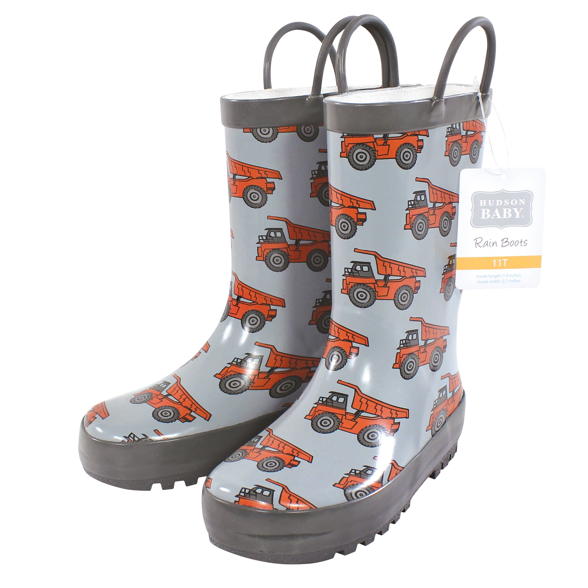 Hudson Baby Boys Rain Boots, Dump Truck, 7 Toddler