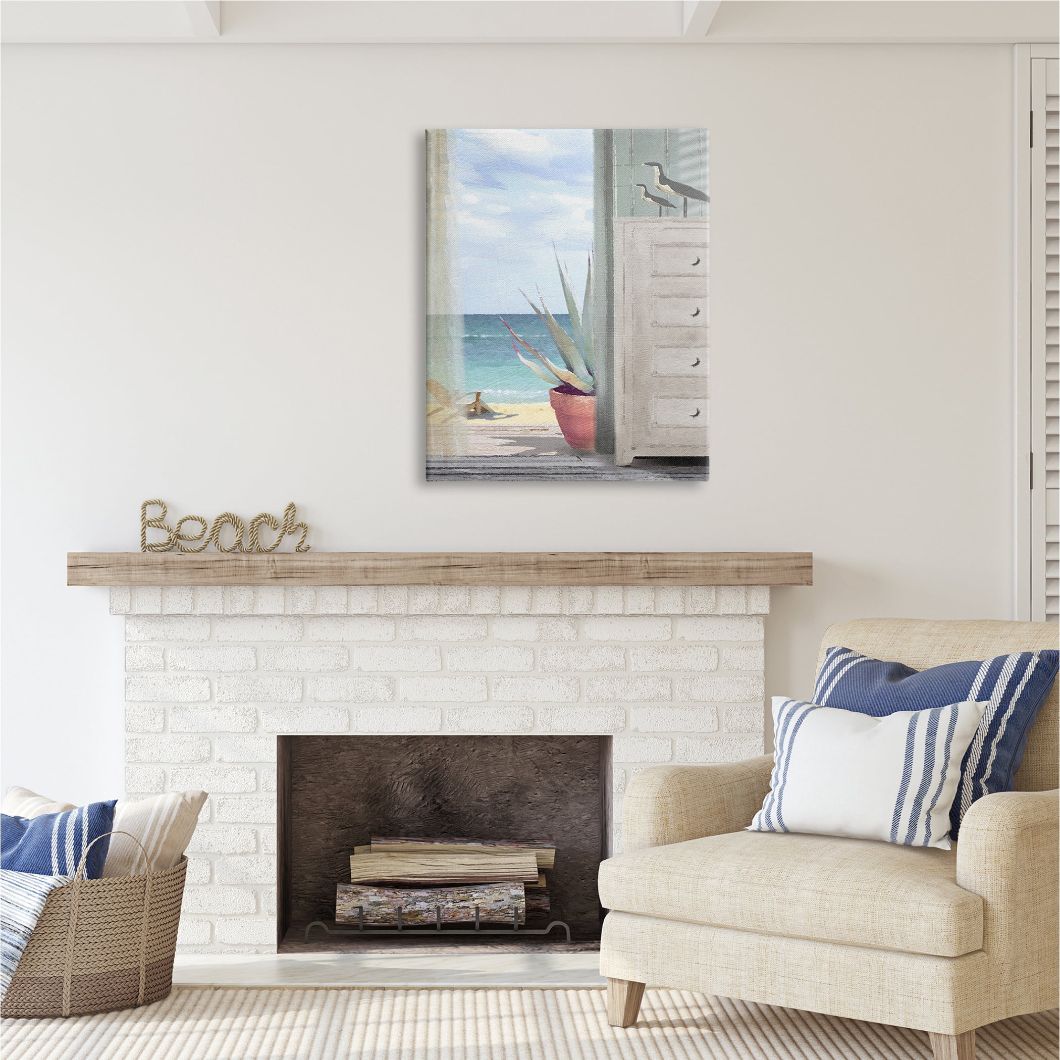 Stupell Industries Coastal Doorway Beach View Nature Painting Gallery Wrapped Canvas Print Wall Art, 30 x 40