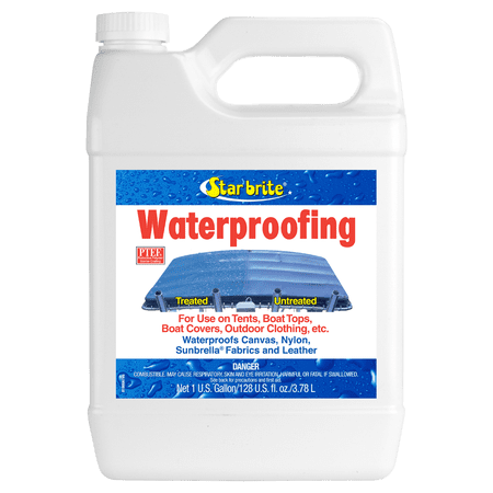 STAR BRITE Waterproofing Spray  Waterproofer + Stain Repellent + UV Protection for Boat Covers  Car Covers  Bimini Tops  Tents  Jackets  Backpacks  Boots  Awnings  Patio Covers & More - 1 Gallon