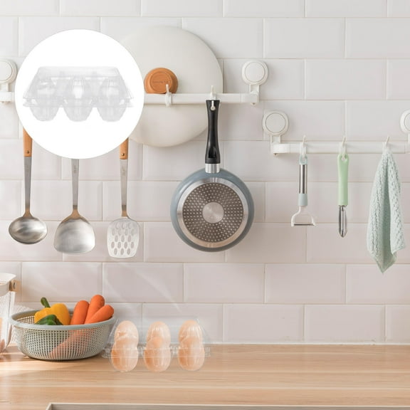 OUNONA 50pcs Plastic Egg Carton for 6 Eggs Clear Reusable Egg Box Stackable Egg Storage Container With Lid