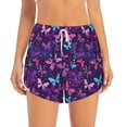 thumbnail image 2 of Susaid Bright Purple Butterflies Print Women's High Waisted Running Shorts Quick Dry Athletic Gym Track Workout Shorts Zip Pocket-X-Large, 2 of 7