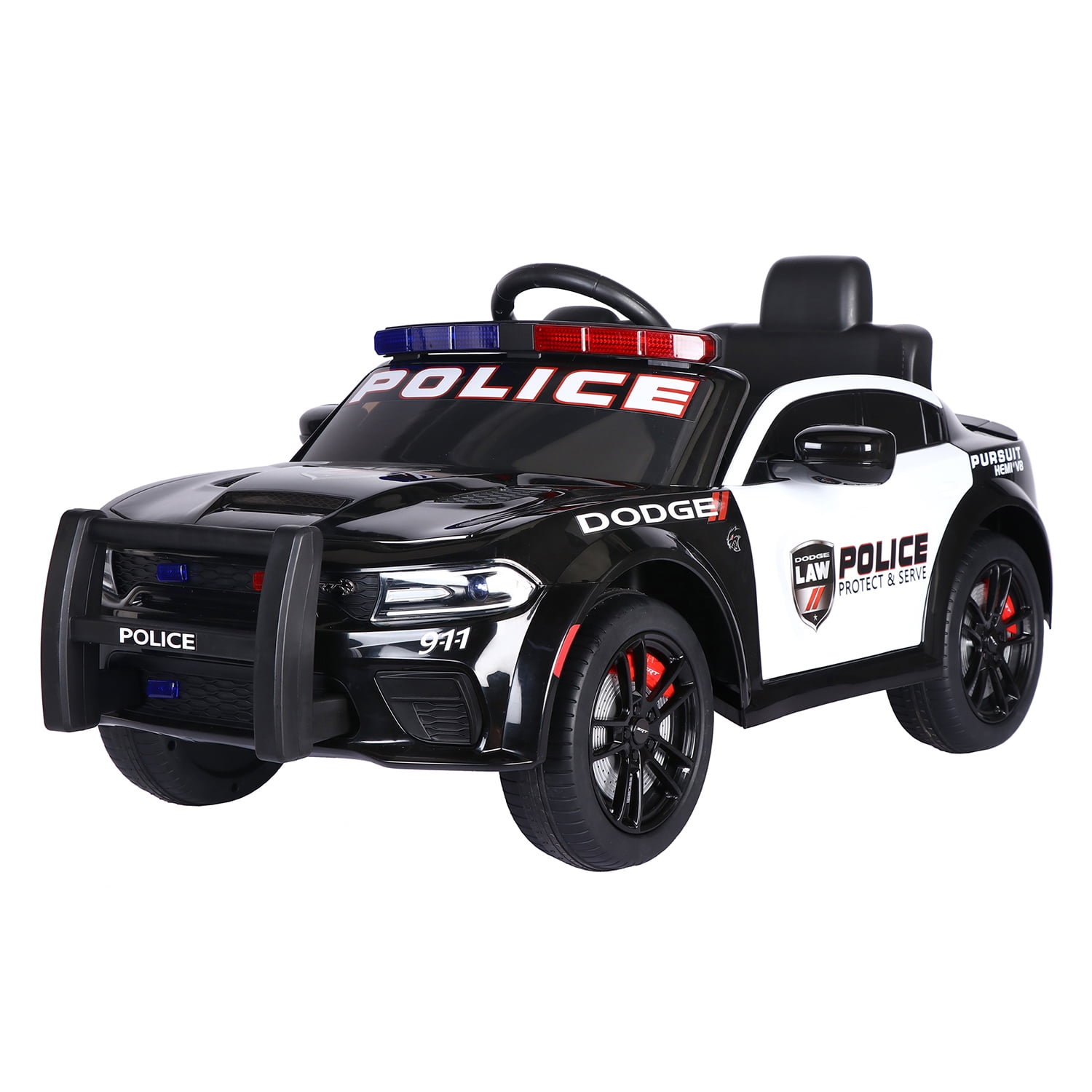 CIPACHO Licensed Dodge Charger 12 V Ride On Police Car with Parents Remote Control, Electric Cart for Kids, Black