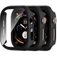 thumbnail image 1 of Yanonmyfd 3 Piezas Funda de Cristal Templado para Apple Watch 40mm iWatch SE Series 6/5/4, Cara de PC Duro Cubierta de Protección General Protector de Pantalla para iwatch 40mm, Negro/Azul/Plata, 1 of 18