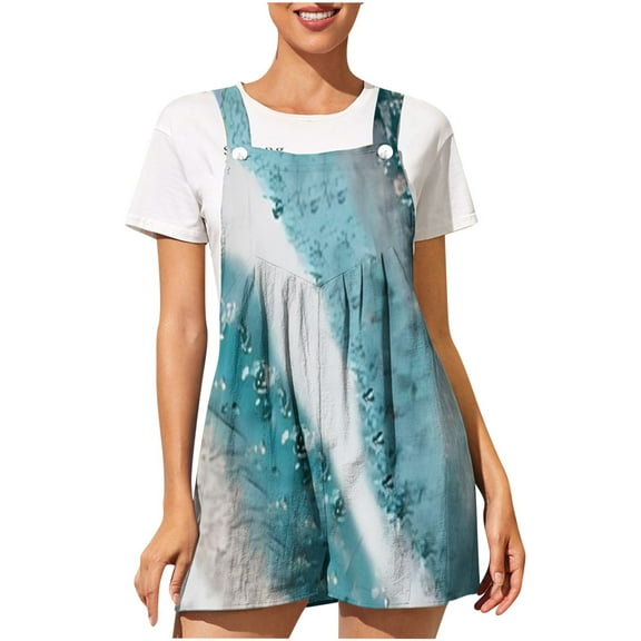 Edvintorg Summer Jumpsuit Shorts Womens Fashion Flower Printed Casual Sleeveless Suspender Jumpsuit Loose Fit Women's Jumpsuits, Rompers & Overalls