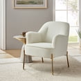 thumbnail image 2 of Tina's Home Mid-Century Modern Velvet Upholstered Accent Chair Metal Legs Curved Backrest Lounge Home Armchair Bedroom Ivory, 2 of 8