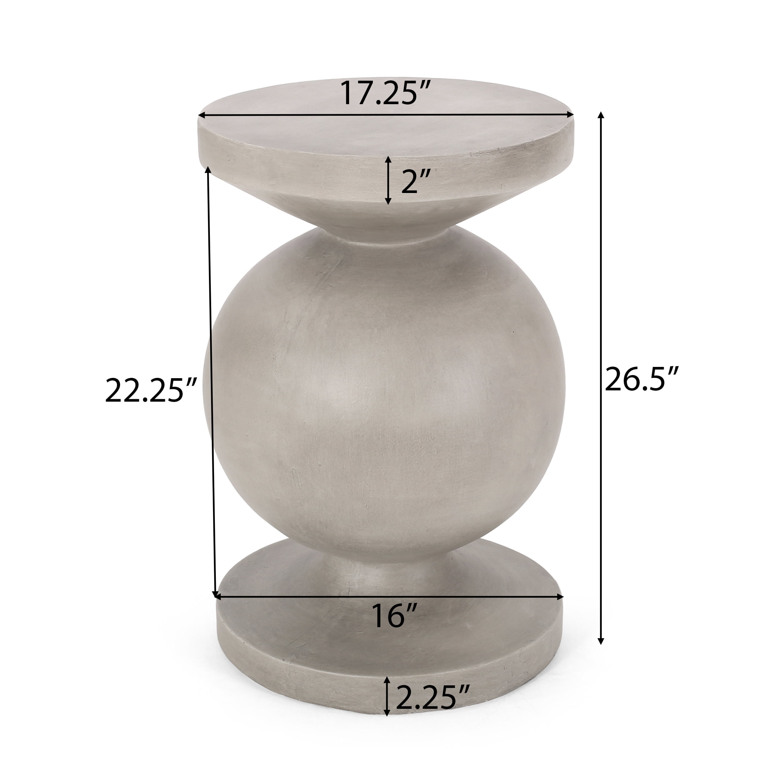 Travis Lightweight Concrete Outdoor Side Table, Concrete Finish