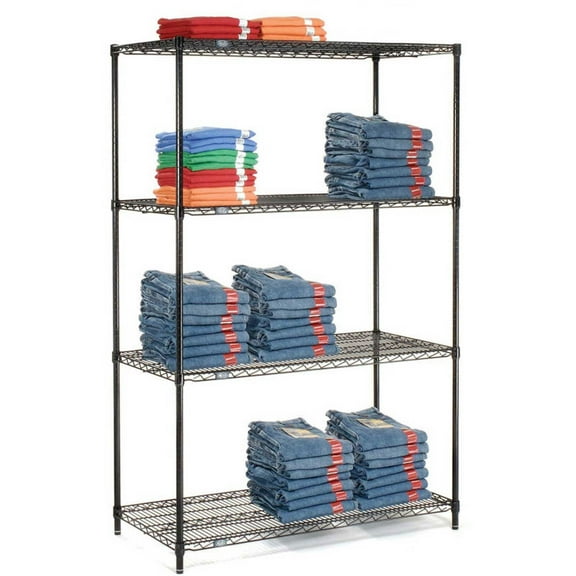 Nexel 5 Tier Black Epoxy Wire Shelving Starter Unit, 42"W x 21"D x 74"H