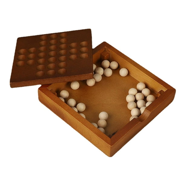 Juego de mesa de solitario de madera, juguetes de viaje clásicos, juego de mesa de rompecabezas de madera para adolescentes