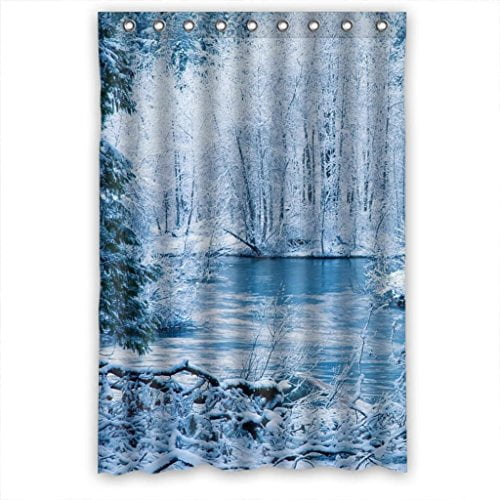 MOHome Pure White Snow Trees Beauty Winter Nature Scene Shower Curtain