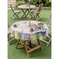 thumbnail image 3 of Outdoor Tablecloth with Umbrella Hole and Zipper, Grey Easter Bunny Round Table Cloth 60 Inch Waterproof Tablecloth, Spring Colorful Egg Flower Wood Grain Picnic Table Cover for Patio Camping, 3 of 7