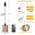 thumbnail image 4 of ALL FORTUNE Battery Operated Chandelier, Battery Hanging Pendant Light, Rattan Lights with Warm White Bulb, 4*AA Battery Powered,, 4 of 7