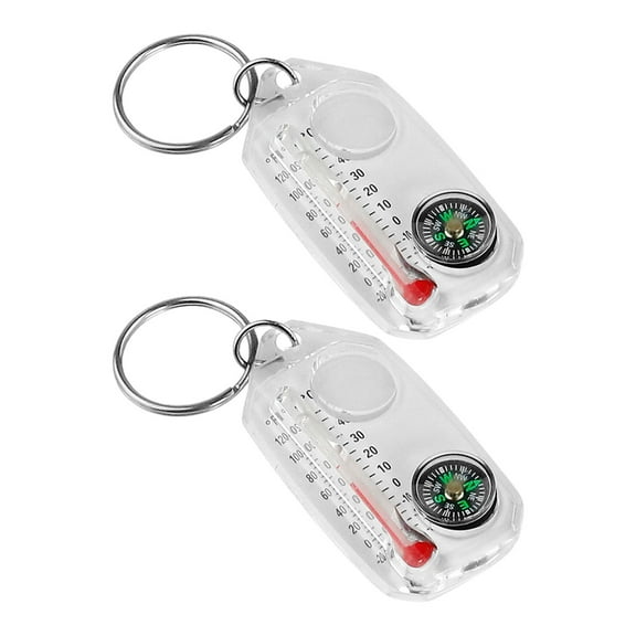 Compasses Pendant Thermometers Keychain Pocket Sized Compasses Keyring Guiding Compasses Thermometers Keyring For Hiking