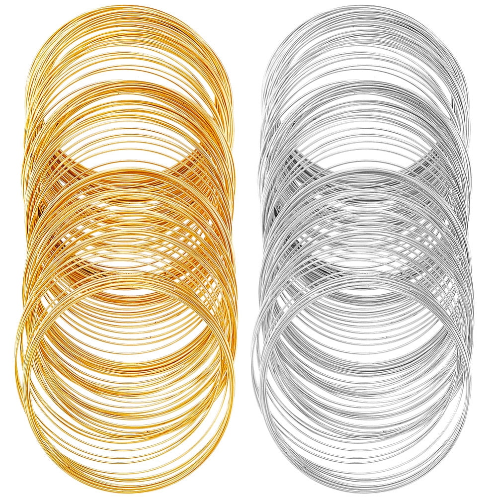 200 Loops Memory Beading Wire Memory Wire Bracelet Bulk Gold Silver Steel Jewelry Memory Wires Cuff Bangle for Jewelry Making Supplies DIY