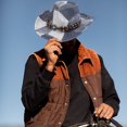 thumbnail image 6 of Jiibva Western Cowboy Hat for Women Men, Tie Dye Patchwork Denim Hat Wide Brim Bucket Hat Vintage Jazz Hat for Stylish Party Accessory, 6 of 7