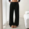 thumbnail image 2 of dGslk Womens Wide Leg Sweatpants High Waist Baggy Lounge Pants Relaxed Fit Drawstring Waist Casual Yoga Trousers for Women Black M, 2 of 2