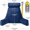 thumbnail image 2 of XXL Husband Pillow Aspen Edition - Adult Reading Bed Rest Pillow with Arms & Detach Neck Roll on Bungee Cord - Premium Memory Foam, Reversible 2 Sided Covers Micro Suede or Plush, Dark Blue, 2 of 9