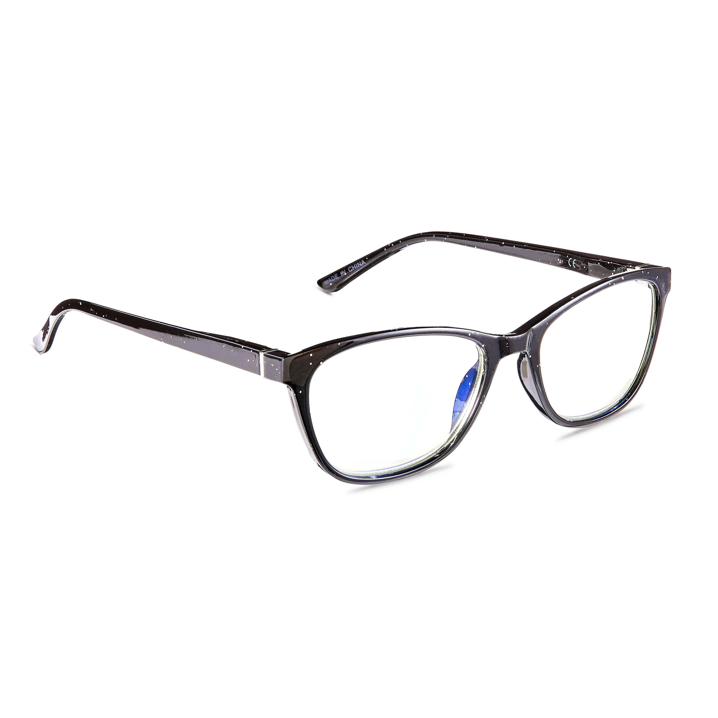 Equate Women's Kaia Bluelight Cateye Reading Glasses with Case, Black Speckled, +2.50