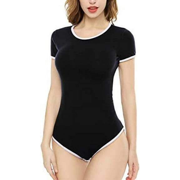 CutiePlusU Cotton Button Crotch Bodysuit Adult Baby Onesie Classics Romper Black XS