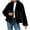 Black, variant on HongQid Womens Faux Fur Coat Lapel Open Front Fluffy Shaggy Jacket Winter Warm Furry Cropped Overcoat