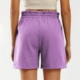 thumbnail image 4 of Akafmk Womens Summer Shorts Solid Color Casual Drawstring Wide Leg Sports Shorts with Pocket Purple 2XL, 4 of 5