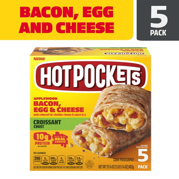 Hot Pockets Frozen Snacks Applewood Bacon Egg and Cheese Croissant ...