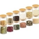 thumbnail image 2 of Paquete de 12 tarros de especias tarros de almacenamiento Tarros de especias de vidrio de 120 ml con tapa de madera de bambú de alta calidad para almacenar hierbas aromáticas y especias Adepaton MZQ-0420, 2 of 8