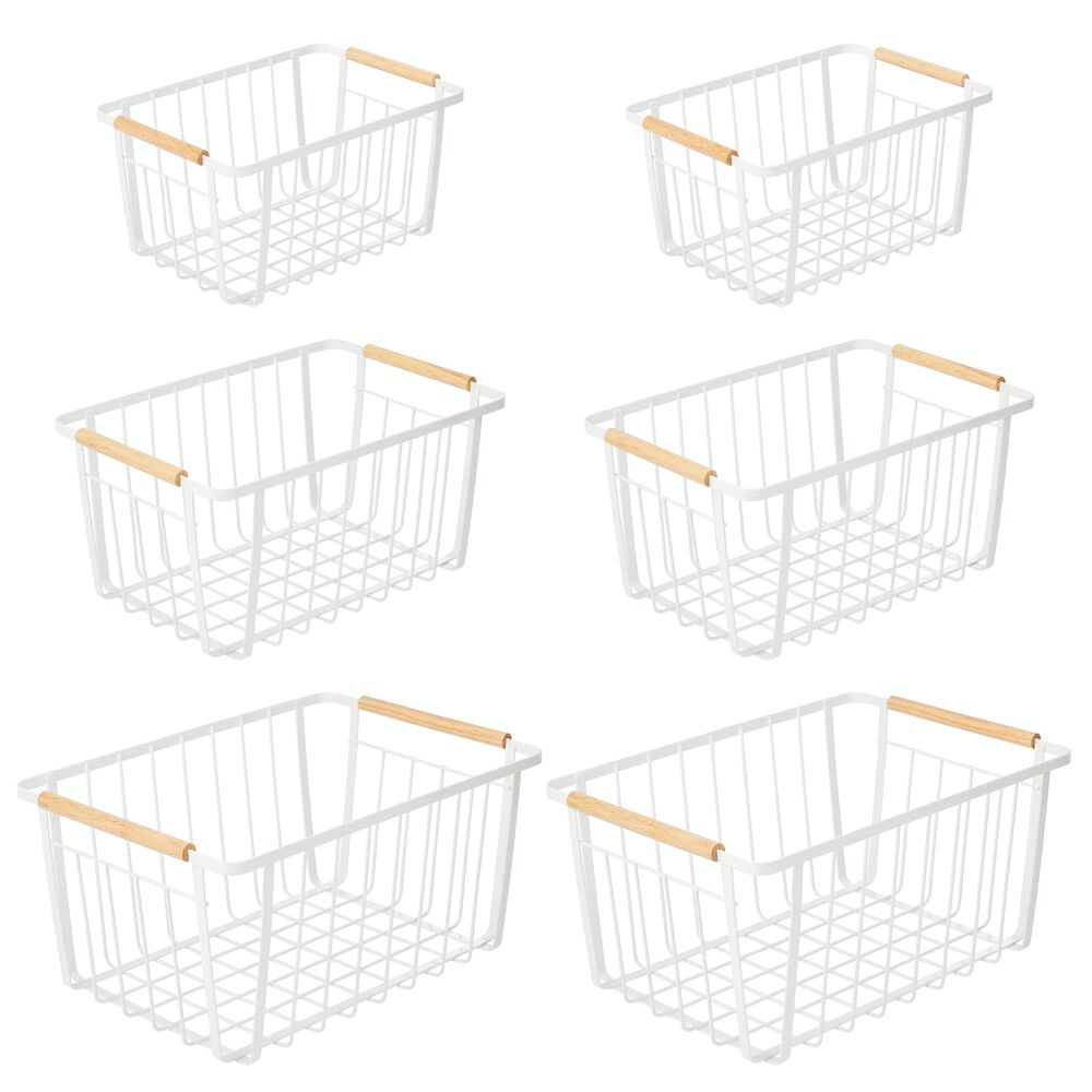 mDesign Metal Farmhouse Wire Organizer Storage Bin Basket with Handle