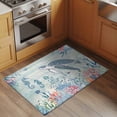 thumbnail image 3 of Teal Coastal Turtle 2'x3' Washable Rug, Beach Nautical Ocean Coral Seahorse Non-Slip Doormat Area Rugs for Entrance Bathroom Bedsides, StainResistant Carpet for Kitchen Bedroom, Entryway Floor Mat, 3 of 9