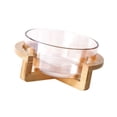 thumbnail image 1 of Cuenco para servir ensaladas Cuenco para comida con soporte de madera Cuenco elegante transparente para pasteles Cuenco para mezclar para bocadillos A, 1 of 9