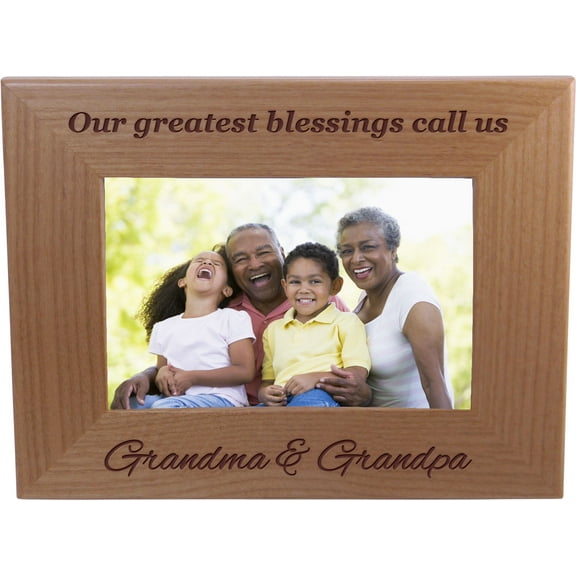 Our Grestest Blessings Call Us Grandma & Grandpa 4-inch x 6-Inch Wood Picture Frame