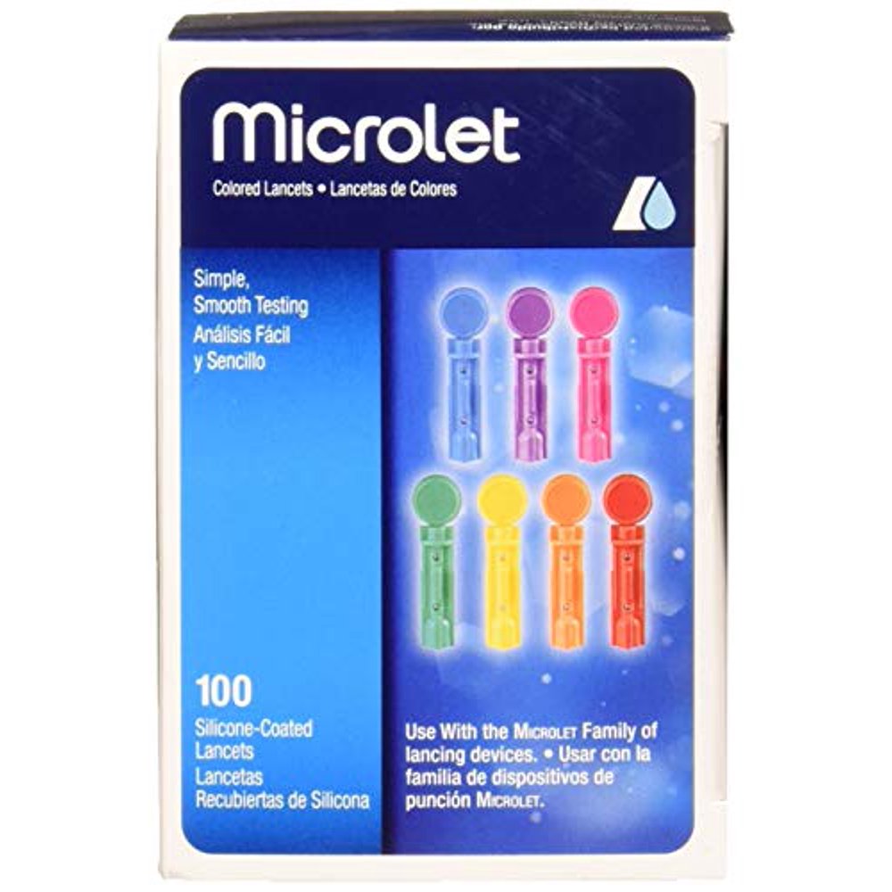 Bayer Microlet Colored Lancets 100 Count,Pack of 3