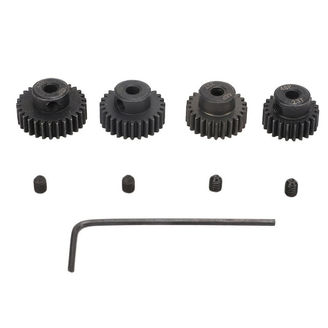 4Pcs RC Motor Pinion Gear 48P 23T 25T 27T 29T Rustproof Metal 48P Pinion Gear Set for 1/10 RC 3.175mm Motor