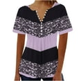 thumbnail image 2 of ALLLIST Spring Tops for Women 2024 Purple Short Sleeve V-Neck Graphic Casual T-Shirts Button Spring Blouse, 2 of 3