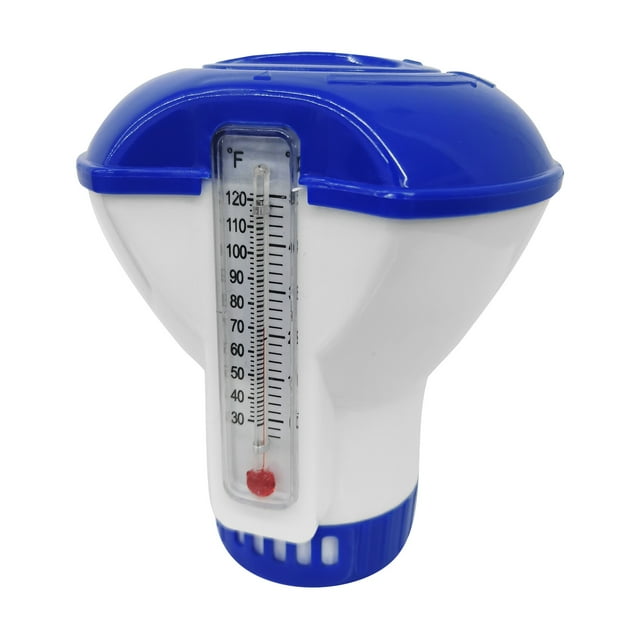 Graflsoa 5-Inch Floating Pool Chemical Dispenser with Dual-Scale Thermometer, Adjustable Tablet Control, Durable Plastic Design for Pools, Spas, and Tubs