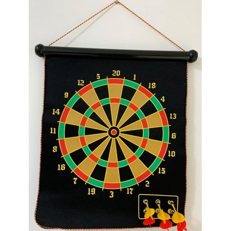 6 Magnetic Darts - Elegantoss Double Sided, 2 in 1 Roll up Magnetic Dart Board & Bulls Eye Game with 6 pcs Safe Darts, Easily Hangs Anywhere Indoor Outdoor for Fun Games