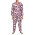 thumbnail image 3 of Naloa Rose Flowers Men’s Pajamas Set - Long Sleeve Button Down Sleep Shirt and Pajama Bottoms Sleepwear Set-Large, 3 of 7